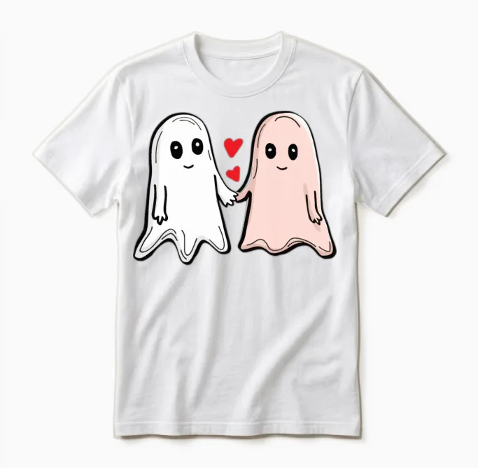 Ghosts in Love Duo Halloween Gift Unisex T-Shirt in White