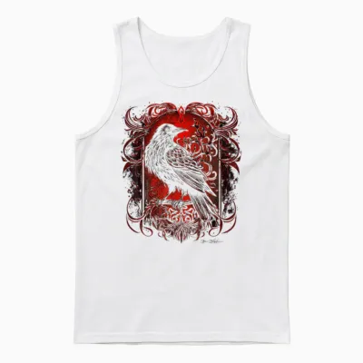 Odins Raven Viking Norse Runes Nordmann Mythology T-Shirt, Black Unisex Tank Top - White