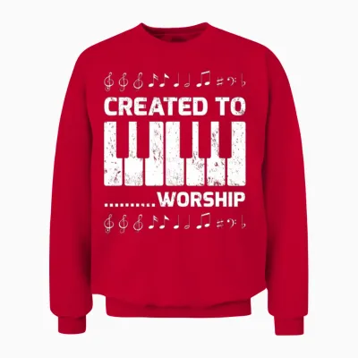 Created to Worship Piano Piano Keyboard Unisex Sweatshirt - Red