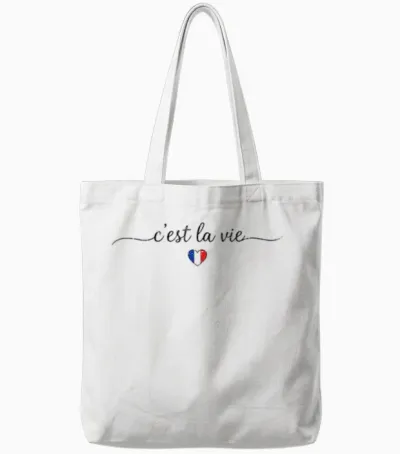 C'est La Vie Französische Liebe Herz Flagge Frankreich Souvenir Tote Bags - White