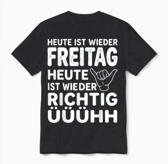 Heute Ist Wieder Freitag Heute Ist Wieder Richtig Uuuhh Unisex T-Shirt in Black