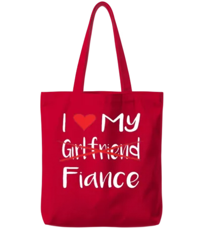 I Heart My Fiance Funny Lover Valentine's Day Gift Tote Bags - Red