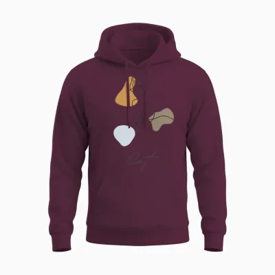 Cat Line Art Unisex Hoodie - Maroon