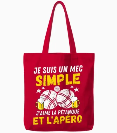 Guy Simple Aperitif Pétanque Funny Boccia Bouliste Pétanque Tote Bags - Red