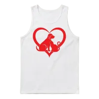 Dog and Cat Lover Dog Lover - Cat & Dog Heart Unisex Tank Top - White – 1