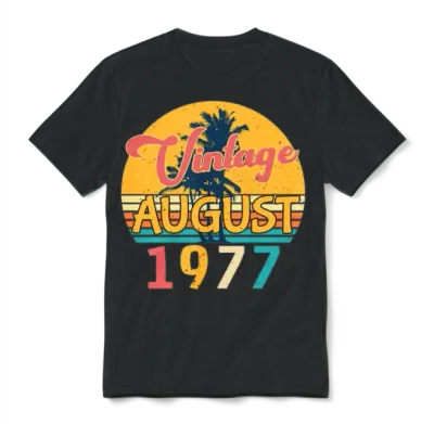 1977 August Retro Unisex T-Shirt - Black