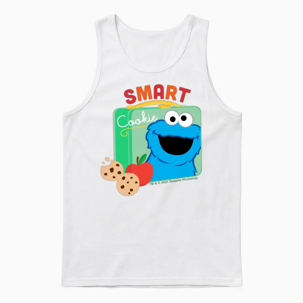 Sesame Street Cookie Monster Smart Inscription Unisex Tank Top in White