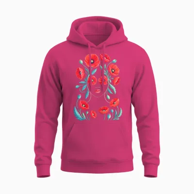 Silhouette Femme Fleur Coquelicot Femmes Unisex Hoodie - Heliconia