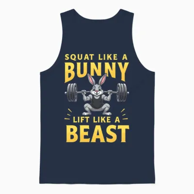 Fitness Bunny Gym Workout Rabbit Bodybuilding Unisex Tank Top - Navy