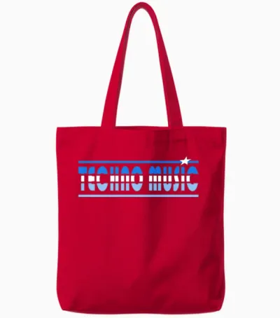 Techno Music Retro Tote Bags - Red