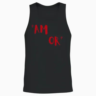 Amor Love Design Retro Unisex Tank Top - Black
