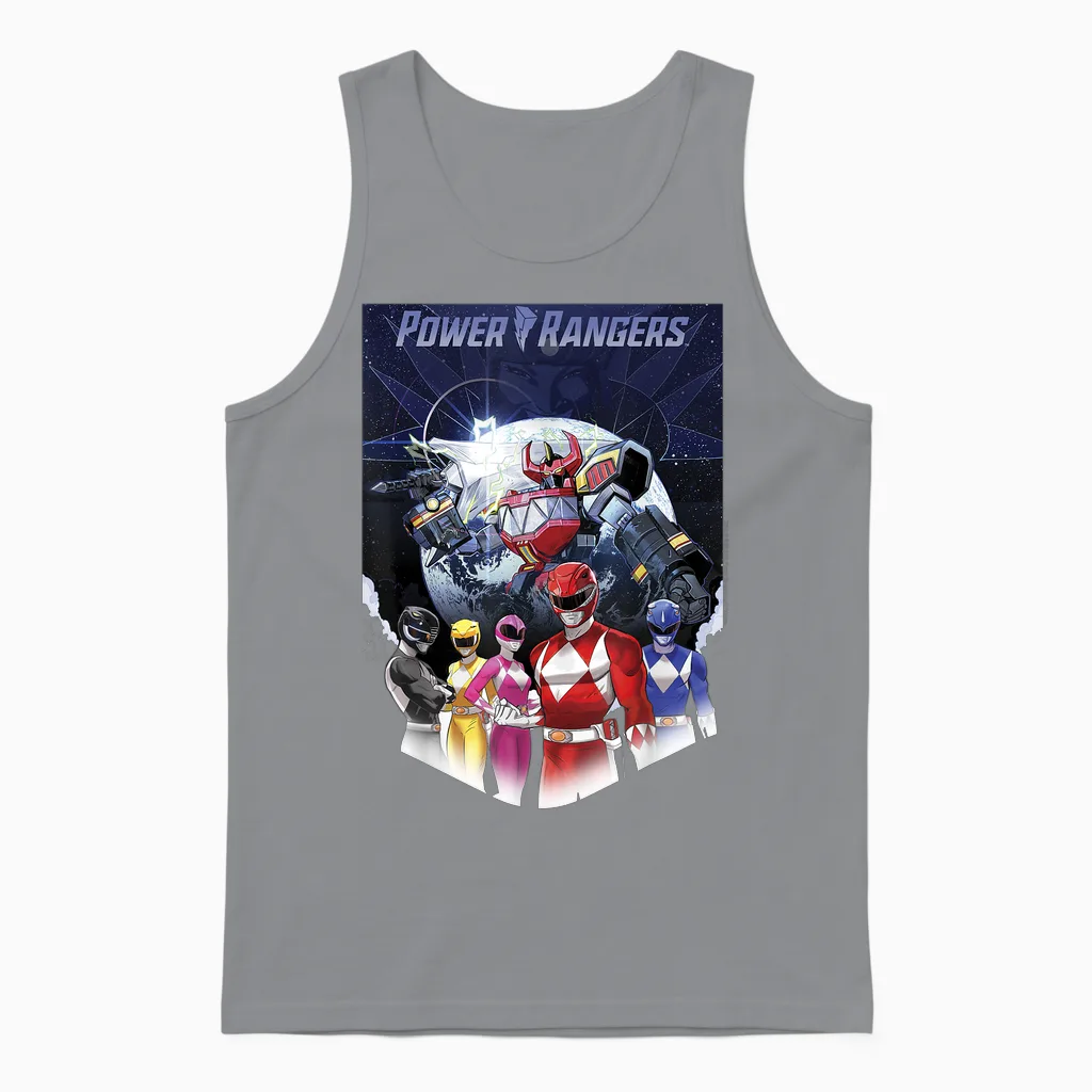 Power Rangers Fade Portrait Megazord Poster T-Shirt, Black, S Unisex Tank Top in Sport Grey