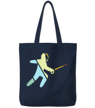 Fencing Retro Tote Bags - Navy
