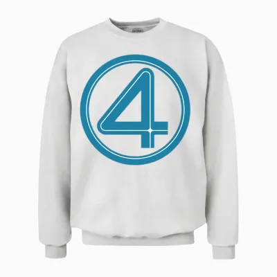 Marvel Studios the Fantastic Four: First Steps Costume Icon Long Sleeve, Black, S Unisex Sweatshirt - White