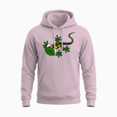 Funny Iguana Cartoon Unisex Hoodie - Light Pink