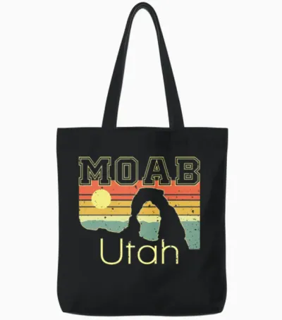 National Park Moab Utah Vintage Sunset Tote Bags - Black