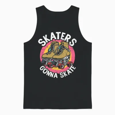 Skaters Gonna Skate Retro Unisex Tank Top - Black