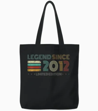 13 Years Old Legend Since 2012 13th Birthday Tote Bags - Black