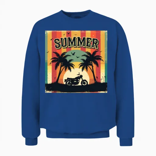Retro Cool Summer Ride & Beach Unisex Sweatshirt in Royal