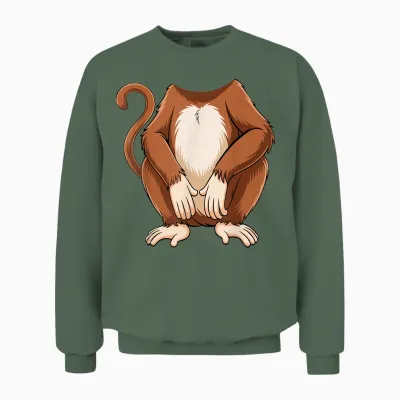 Affen-Shirt Für Erwachsene, Kinder, Herren, Damen, Braunes Affenkostüm Unisex Sweatshirt - Military Green