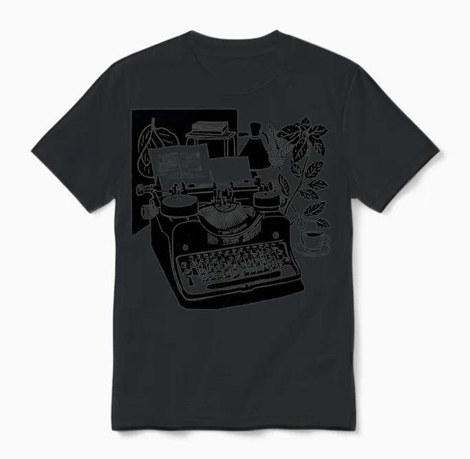 A Retro Typewriter, a Gentleman's Life Unisex T-Shirt - Black