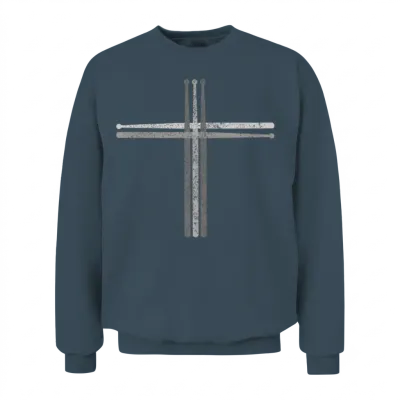 Drumsticks Cross - Christian Drummer Gift Unisex Sweatshirt - Dark Heather