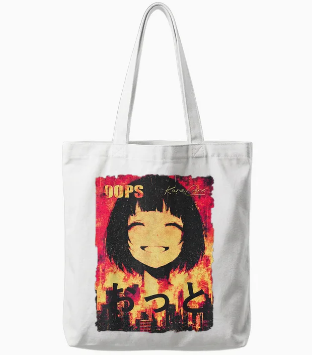 Japon Streetwear Cyberpunk Y2k Techwear Rétro Manga Anime Tote Bags in White