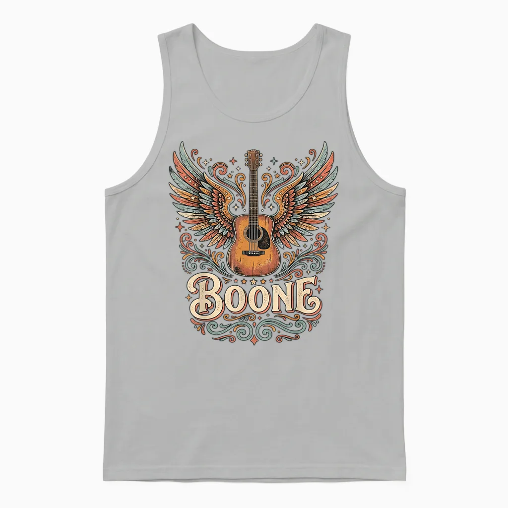Boone Music Lover Vibes Colorful Artistic Design Unisex Tank Top in Ash