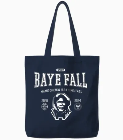 Name Cheikh Ibrahima Fall Baye Fall Mourid Senegal Bayefall T-Shirt, Black, S Tote Bags - Navy