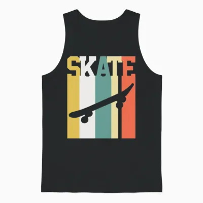 Skate Skater Skateboard Retro Unisex Tank Top - Black