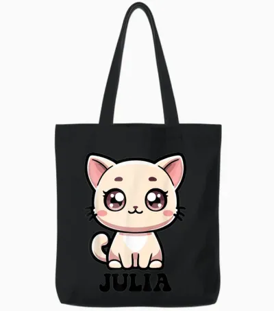 Julia Motif Chat Mignon Pour Fille Nom Julia Tote Bags - Black