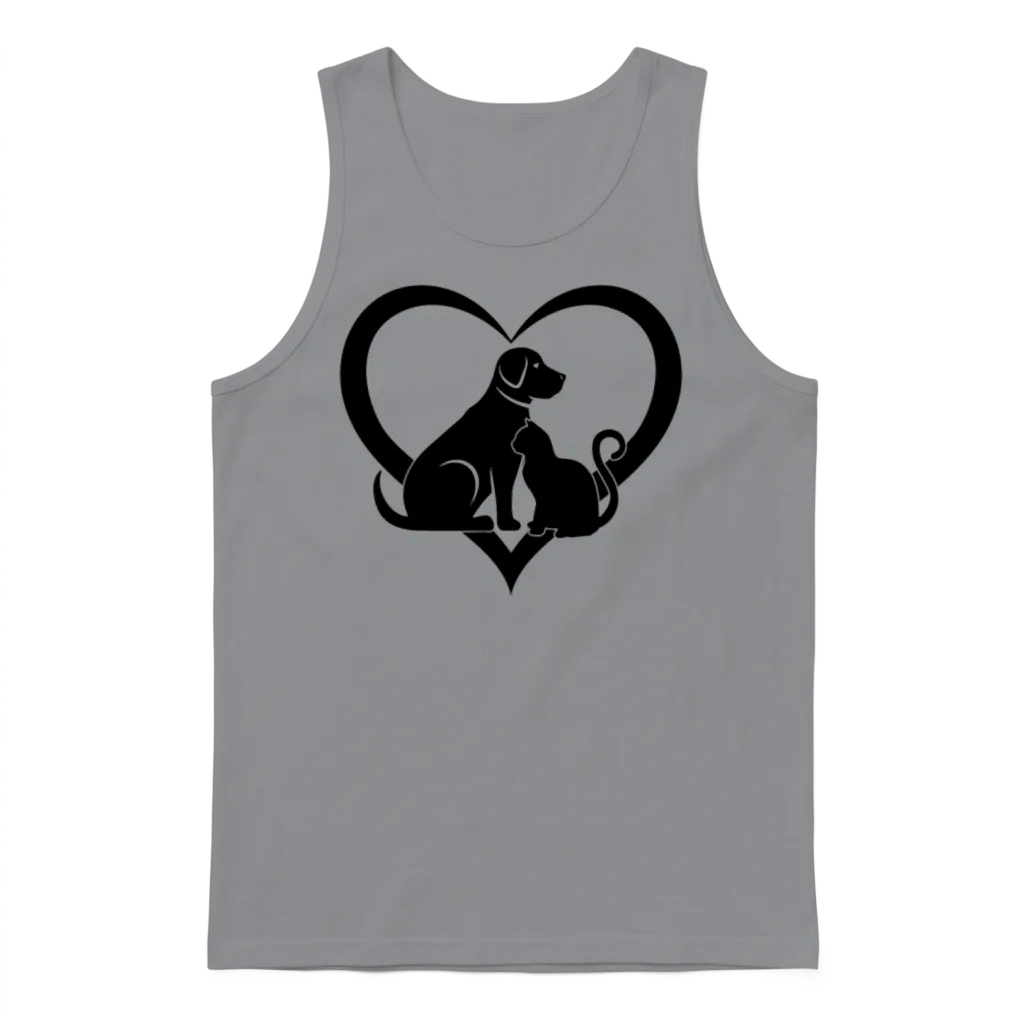 Cat & Dog Heart - Dog and Cat Lover Dog Lover Unisex Tank Top - Sport Grey