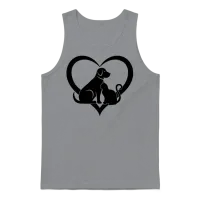 Cat & Dog Heart - Dog and Cat Lover Dog Lover Unisex Tank Top - Sport Grey – 1