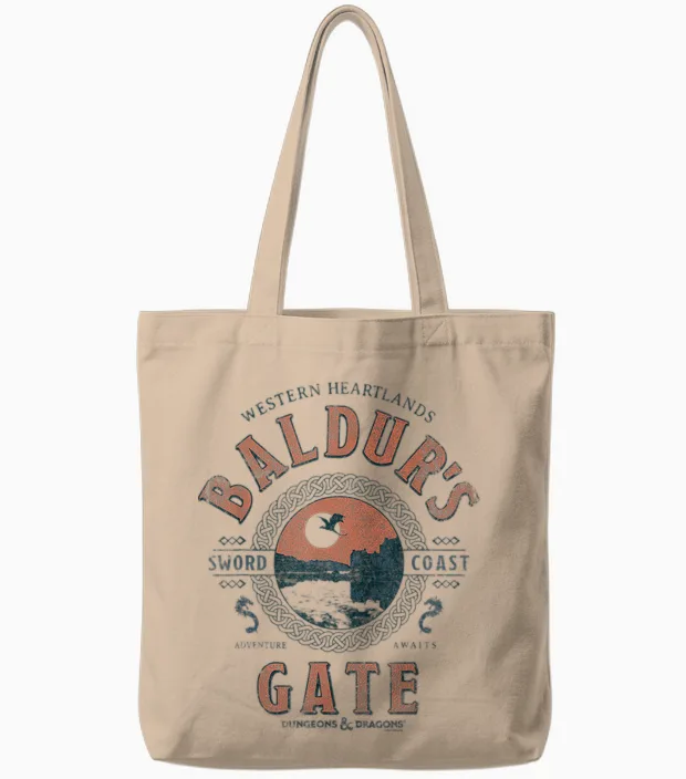 Dungeons & Dragons Adventure Awaits at Baldur's Gate Tote Bags in Natural