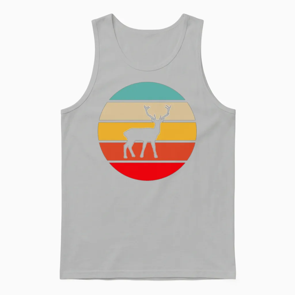 Deer Retro Wildlife Unisex Tank Top in Ash