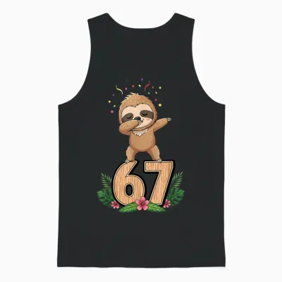 Six Seven Meme Dabbing Baby Faultier 67 Lustiges Gen Z Alpha Unisex Tank Top - Black