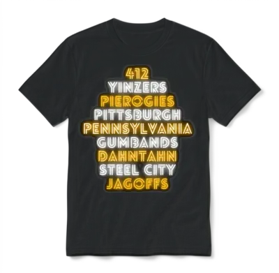 Pittsburgh 412 Jagoffs Yinzers Steel City Funny R Unisex T-Shirt - Black