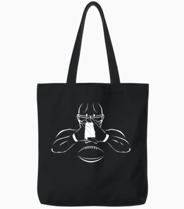 Alabama Football Crossed Gloves Tote Bags in Black