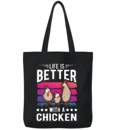 Life Is Better with a Chicken Farmer Chickens Tote Bags - Black