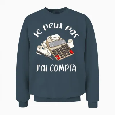 Gift for Accountant Je Peux Pas J'ai Compta T-Shirt, Black, S Unisex Sweatshirt - Dark Heather