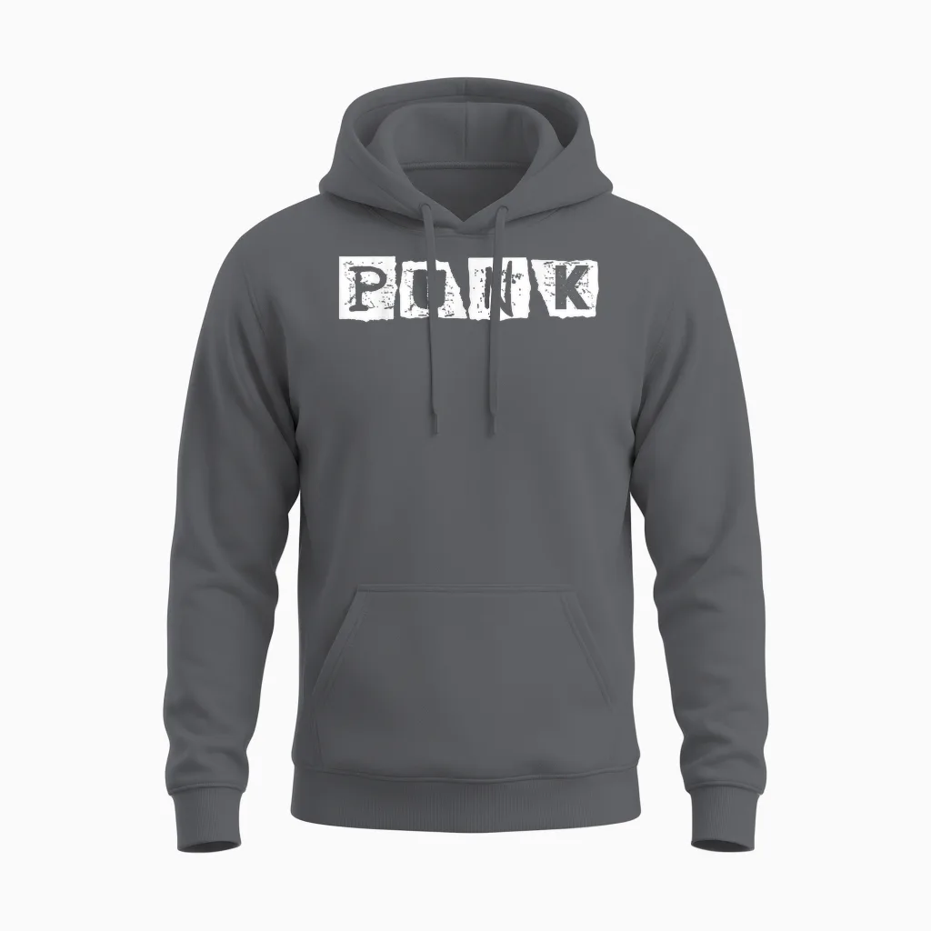 Punk Rock Alternative Musik Retro Distressed Typografie Unisex Hoodie in Charcoal
