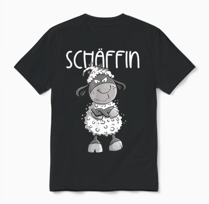T-Shirt with German Text "cooles Schäffin Schaf Für Die Chefin Vorgesetzte Teamleiter Unisex T-Shirt in Black