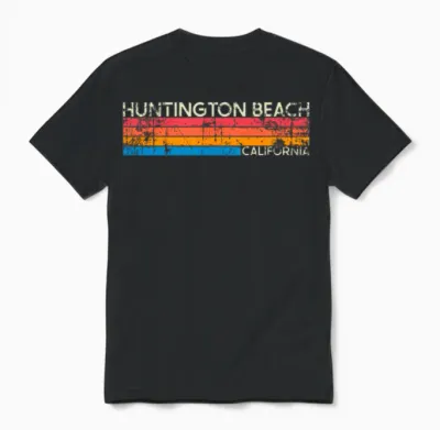 Vintage Retro Huntington Beach Unisex T-Shirt - Black