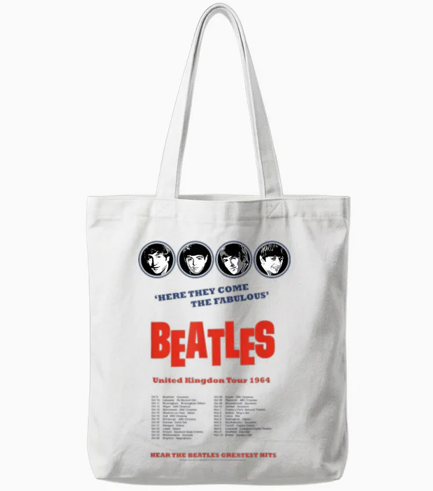 Offiziell the Beatles Uk Tour 1964 Retro Band Pop Rock Tote Bags in White
