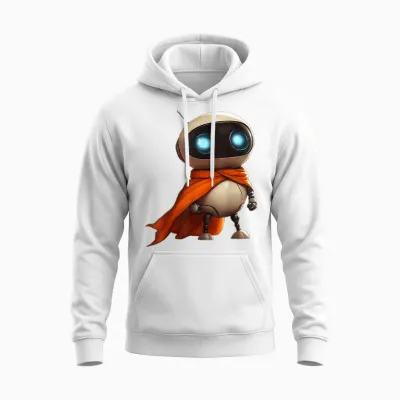 Petit Robot Mignon Déguisé En Super-Héros Unisex Hoodie - White