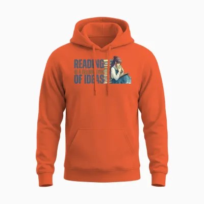 Immerse in Literary Bliss: a Book Lover’s Journey Unisex Hoodie - Orange