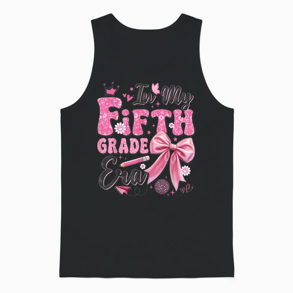 In My Fifth Grade Era Coquette Back to School Teacher Girl Unisex Tank Top in Black