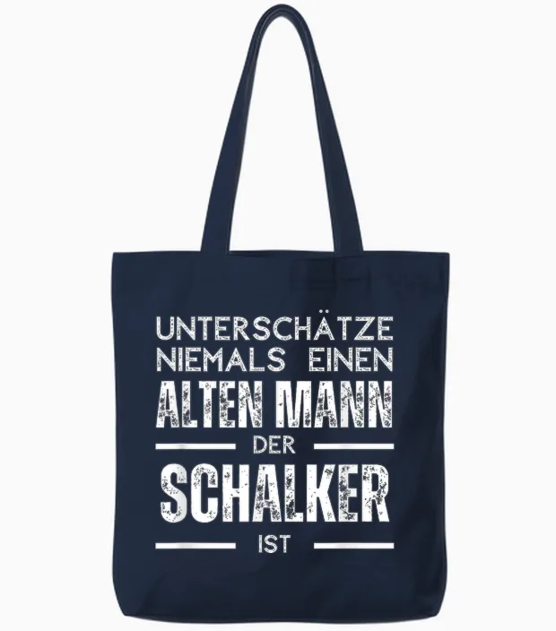 Unterschätze Niemals Einen Alten Mann - Schalker T-Shirt, Black Tote Bags in Navy