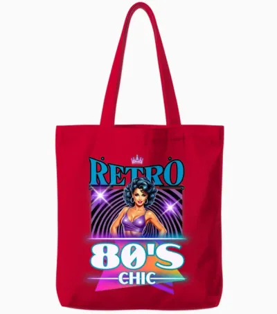 Retro 80's Chic Star Gd Tote Bags - Red