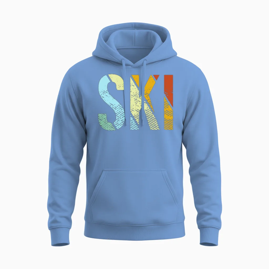 Ski Retro Unisex Hoodie in Carolina Blue